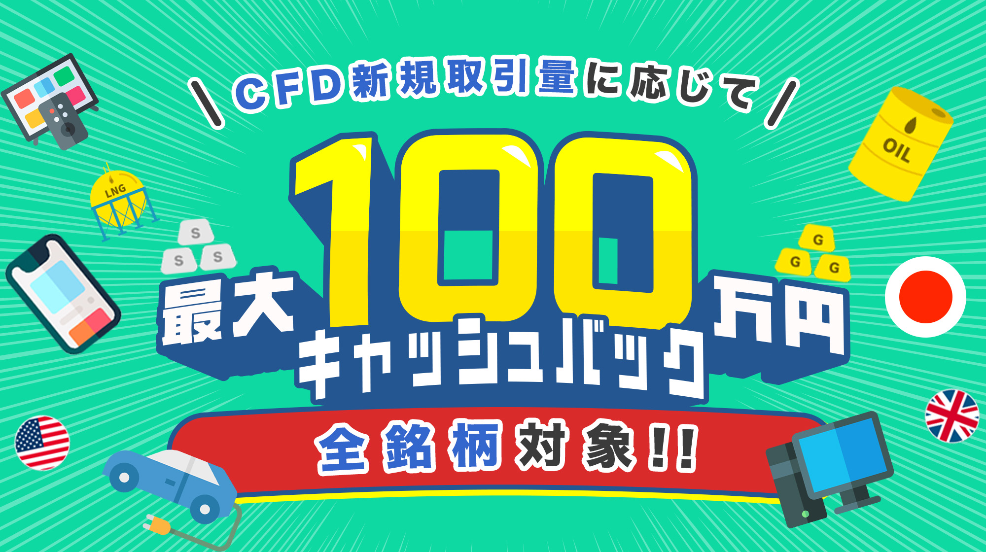 新規取引量に応じて最大100万円キャッシュバック！キャンペーン